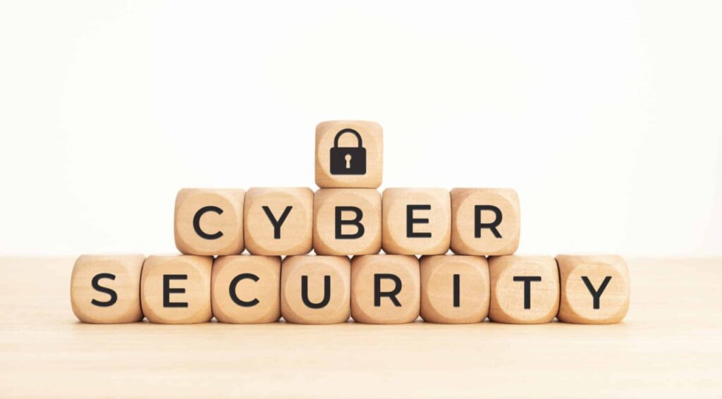 cybersecurity spelled out with blocks